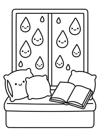 Desenho de Rainy Window Nook para colorir e imprimir grátis