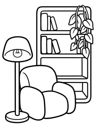 Desenho de Cozy Reading Corner para colorir e imprimir grátis