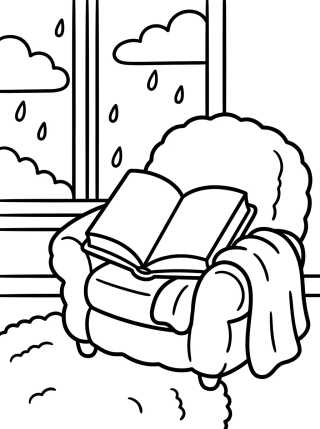 Desenho de Rainy Day Reading by the Window para colorir e imprimir grátis