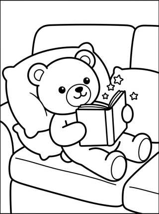 Desenho de Teddy Bear Reading on the Sofa para colorir e imprimir grátis