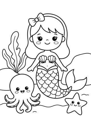 Desenho de MerCat with Sea Friends para colorir e imprimir grátis