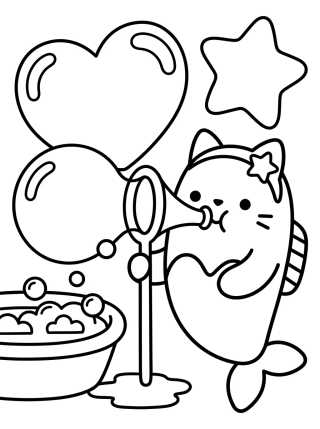 Desenho de MerCat with Magic Soap Bubbles para colorir e imprimir grátis