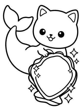 Desenho de MerCat with Seashell Mirror para colorir e imprimir grátis