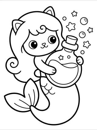 Desenho de MerCat with Magic Potion para colorir e imprimir grátis
