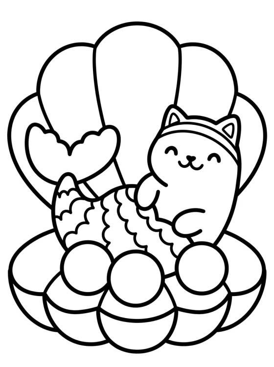 Desenho de MerCat Inside a Giant Seashell para colorir e imprimir grátis