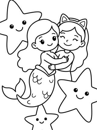Desenho de MerCat and Gabby Besties para colorir e imprimir grátis