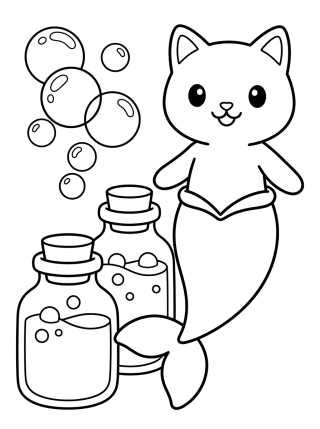 Desenho de Cute MerCat with Magic Potions para colorir e imprimir grátis