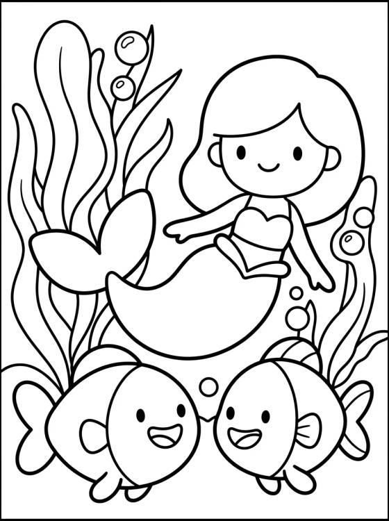 Desenho de MerCat Swimming with Fish Friends para colorir e imprimir grátis