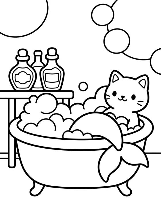 MerCat at the Dollhouse Spa para colorir Desenho de MerCat at the Dollhouse Spa para colorir e imprimir grátis