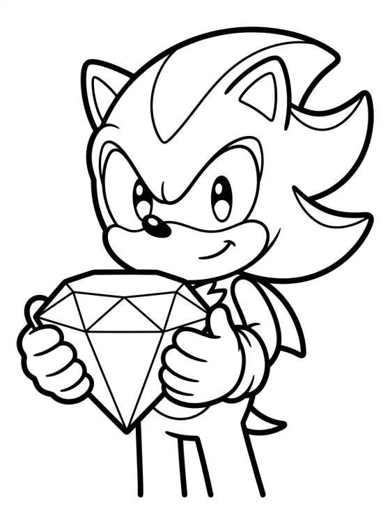 Desenho de Shadow holding a Chaos Emerald para colorir e imprimir grátis
