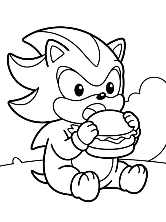 Desenho de Shadow Eating a Hamburger para colorir e imprimir grátis
