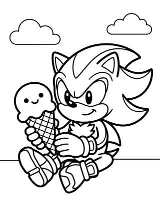 Desenho de Shadow Eating a Cute Ice Cream para colorir e imprimir grátis