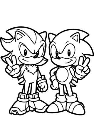Desenho de Cute Friends Shadow and Sonic para colorir e imprimir grátis