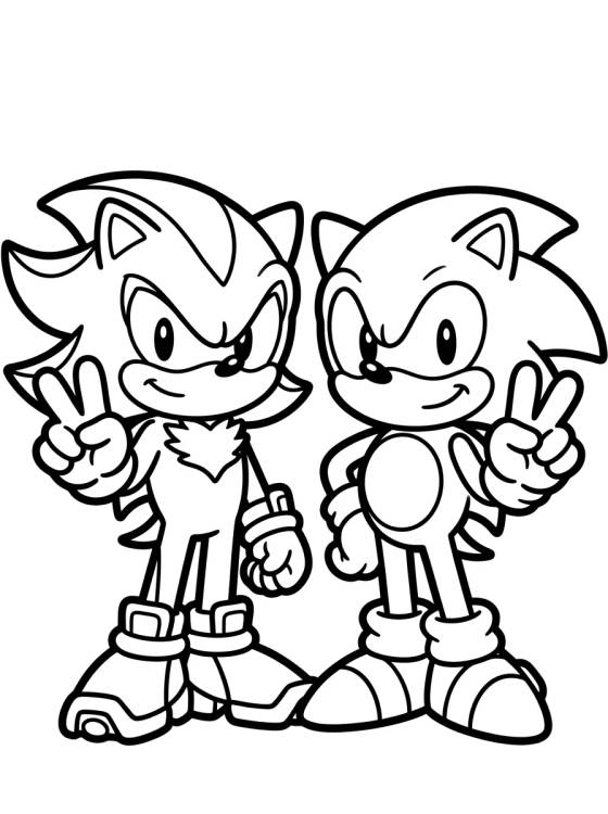 Desenho de Cute Friends Shadow and Sonic para colorir e imprimir grátis