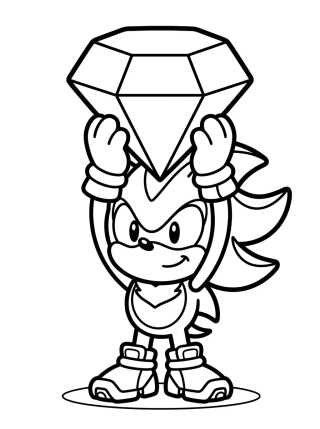 Desenho de Shadow Holding a Chaos Emerald para colorir e imprimir grátis