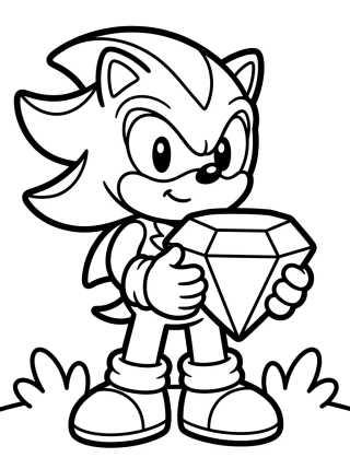 Desenho de Shadow Holding a Chaos Emerald para colorir e imprimir grátis