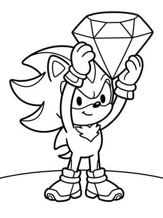Desenho de Shadow Holding a Chaos Emerald para colorir e imprimir grátis