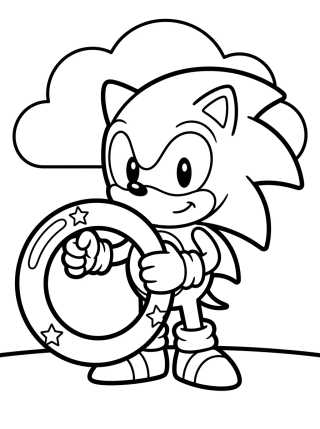 Desenho de Sonic with Golden Ring para colorir e imprimir grátis