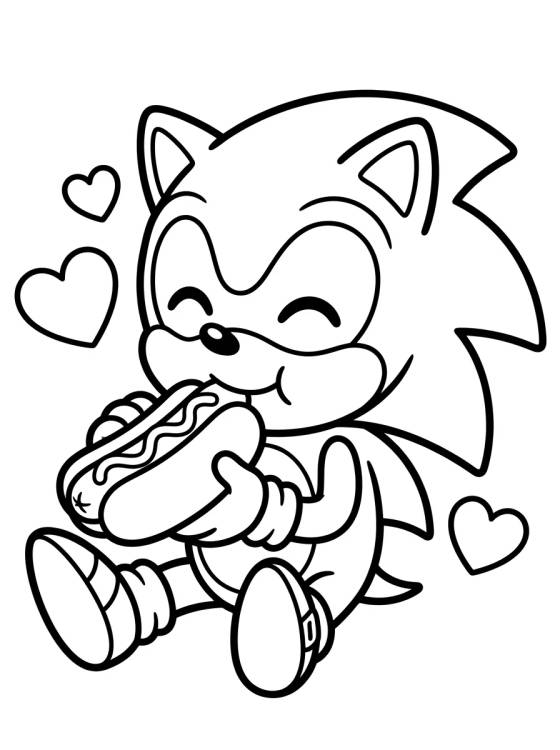 Desenho de Sonic Eating a Chili Dog para colorir e imprimir grátis