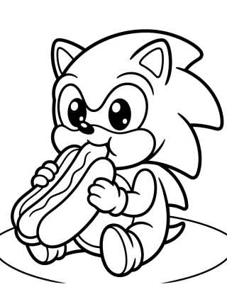 Desenho de Sonic Eating a Chili Dog para colorir e imprimir grátis