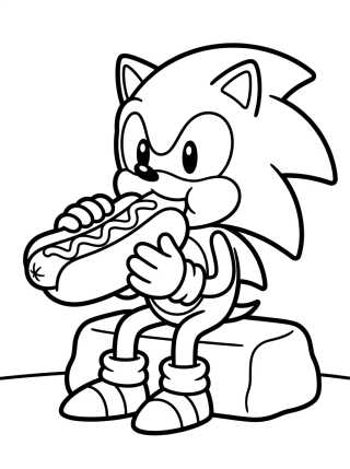 Desenho de Sonic Eating a Chili Dog para colorir e imprimir grátis