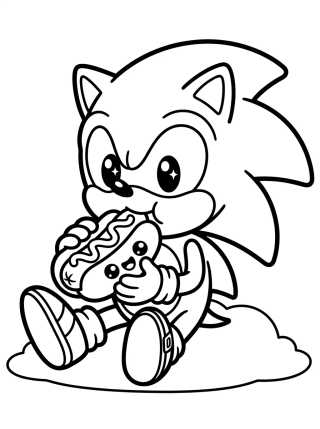 Desenho de Sonic Eating a Chili Dog para colorir e imprimir grátis