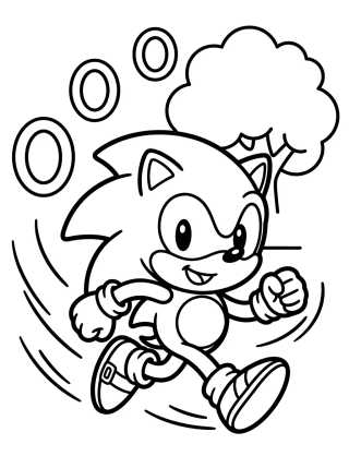 Desenho de Cute Sonic Running para colorir e imprimir grátis