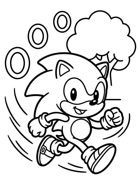 Desenho de Cute Sonic Running para colorir e imprimir grátis