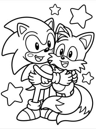 Desenho de Sonic and Tails Best Friends para colorir e imprimir grátis