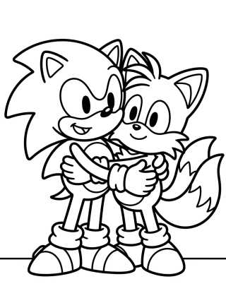 Desenho de Sonic and Tails Friends para colorir e imprimir grátis