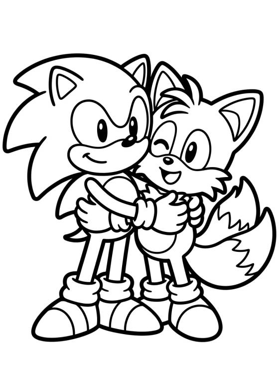 Desenho de Sonic and Tails Best Friends para colorir e imprimir grátis