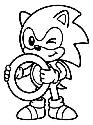 Desenho de Sonic Holding a Golden Ring para colorir e imprimir grátis