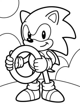 Desenho de Sonic Holding the Golden Ring para colorir e imprimir grátis
