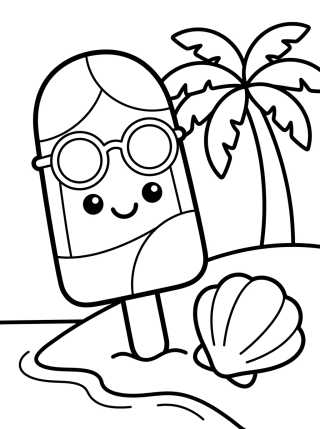 Desenho de Fruit Popsicle at the Beach para colorir e imprimir grátis
