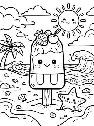 Desenho de Cute Beachside Popsicle para colorir e imprimir grátis