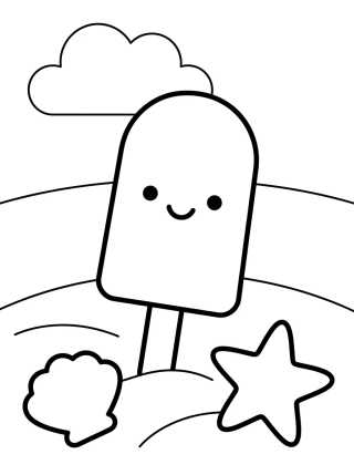 Desenho de Cute Popsicle at the Beach para colorir e imprimir grátis