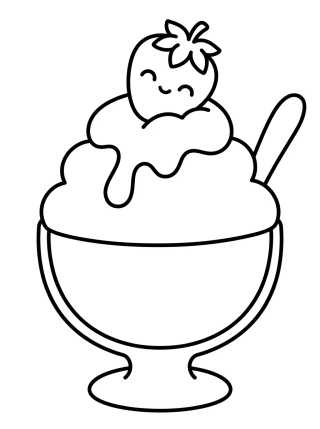 Desenho de Cute Strawberry Sundae Bowl para colorir e imprimir grátis