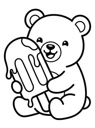 Desenho de Little Bear Eating Ice Cream para colorir e imprimir grátis