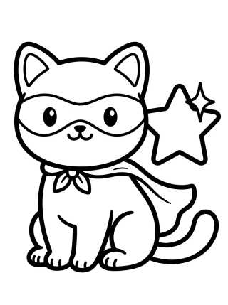 Desenho de Cute Superhero Kitty para colorir e imprimir grátis