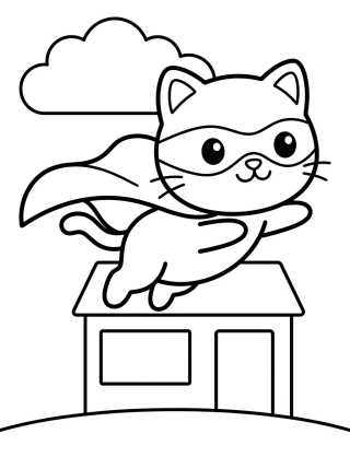 Desenho de Bouncing Superhero Kitty para colorir e imprimir grátis