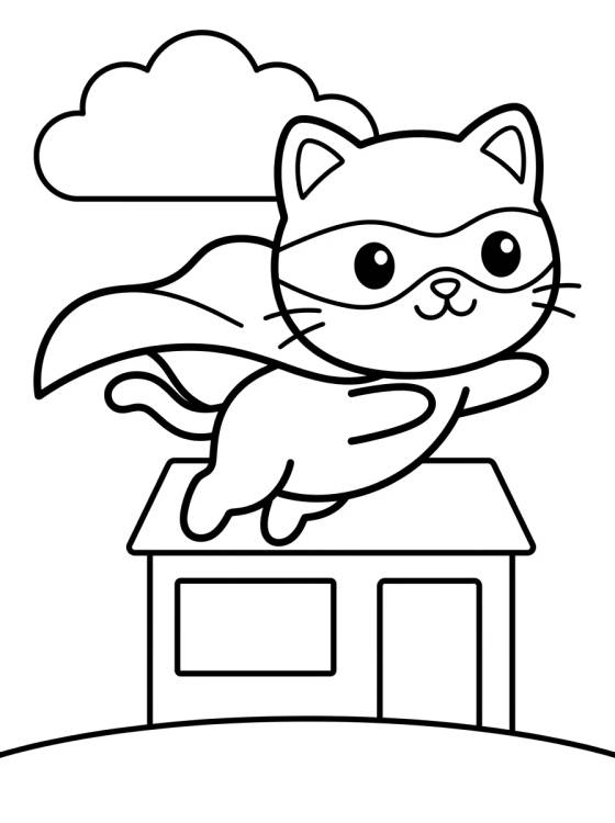 Desenho de Bouncing Superhero Kitty para colorir e imprimir grátis