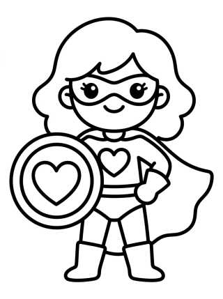 Desenho de Powerful Little Superhero Girl para colorir e imprimir grátis