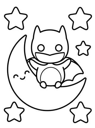 Desenho de Cute Night Super-Bat para colorir e imprimir grátis