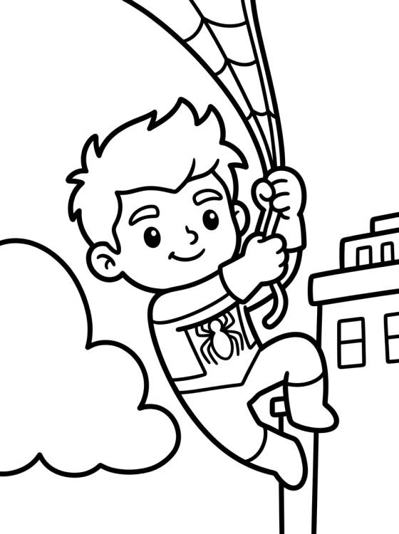 Desenho de Cute Web-Slinging Super Hero para colorir e imprimir grátis