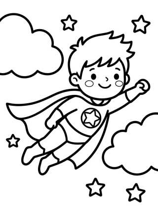 Desenho de Flying Super Boy para colorir e imprimir grátis