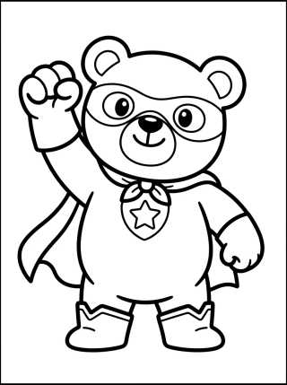 Desenho de Superhero Bear para colorir e imprimir grátis