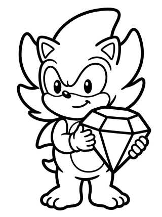 Desenho de Super Sonic with the Chaos Emerald para colorir e imprimir grátis