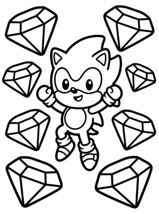 Desenho de Super Sonic with Chaos Emeralds para colorir e imprimir grátis