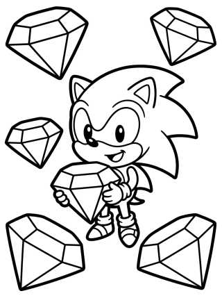 Desenho de Super Sonic and the Chaos Emeralds para colorir e imprimir grátis