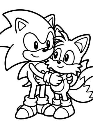 Desenho de Cute Super Sonic and Tails para colorir e imprimir grátis